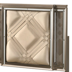Skylar Synthetic leather & Dark Champagne Finish Full Bed W/Led & Storage