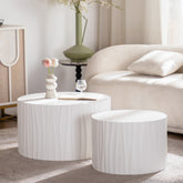 Nesting Coffee Table Set of 2 Round Wooden Coffee Tables Circle Modern Table for Living Room Bedroom Accent End Side Table