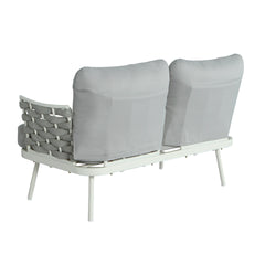 Mariano Steel Loveseat and Table, Off White+Grey