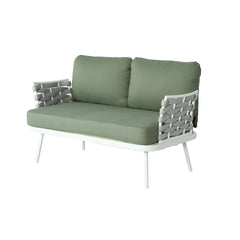 Mariano Steel Loveseat and Table, Off White+Green