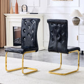 Set of 2,Retro alligator skin Upholstered dining chairs,with Crystal buckle design and Faux Leather design,a touch of elegance and mystery to the dining area,Gilded metal bow leg