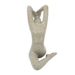 8.5x4.5x7" Beige Resin and Stone Yoga Figurine in King Pigeon Pose