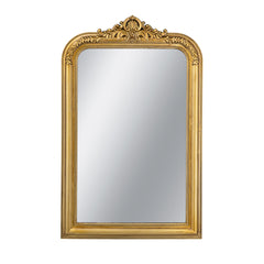 23.5x37.5" Decorative Arched Wall Mirror With Ornate Gold Crest Design
