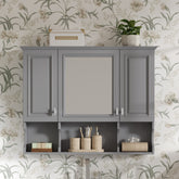 35'' x 28'' Wall Mounted Bathroom Medicine Cabinet, Modern Bathroom Wall Cabinet with Mirror, Mirror Cabinet with Open Shelves
