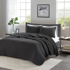 3 Piece Quilt Set Black King/Cal King