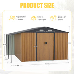10x12 Ft Outdoor Storage Shed, Extra Large Metal Shed with Lockable Doors, Windows, Outside Steel Tiny House Ideal for Garden, Backyard, Patio Utility, Tool Storage, Chicken Coops