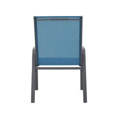 4 Piece Patio Chairs, Outdoor Camping Chairs with Breathable Textilene Fabric, Set of 2 Garden Chairs with Armrest High Backrest for Garden Patio Pool Beach Yard Space Saving ( Blue)