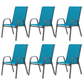 4 Piece Patio Chairs, Outdoor Camping Chairs with Breathable Textilene Fabric, Set of 2 Garden Chairs with Armrest High Backrest for Garden Patio Pool Beach Yard Space Saving ( Blue)