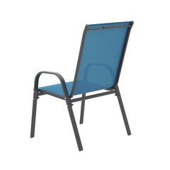 4 Piece Patio Chairs, Outdoor Camping Chairs with Breathable Textilene Fabric, Set of 2 Garden Chairs with Armrest High Backrest for Garden Patio Pool Beach Yard Space Saving ( Blue)