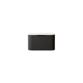 DINA 24'' Wall Mounted Cabinet, with Carrara White Artificial Marble Countertop and Drawer, NO Basin, NO Faucet, Black Color