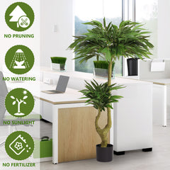 5FT Artificial Willow Tree Tall Fake Potted Plant Faux Green Silk Tree with Black Plastic Pot for Indoor Home Office Living Room Bedroom Decoration, 1pc/set