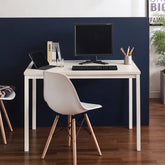 Harry Contemporary Wood and Metal Computer Desk in Ivory