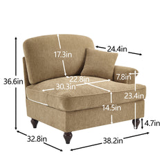 Sofa RSF Chenille W/1 Pillow -Light Coffee