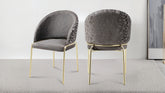 Onyx Modern Style 2PC Chairs made with Velvet fabric and Gold coated metal Legs -Dark Gray
