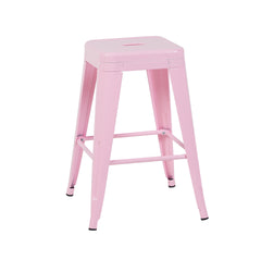 24 Inch Counter Height Stool, Backless Metal Bar Stools Set of 2, Non-Stackable, Detachable & Easy Assembly, Space-Saving Design for Kitchen Island/Bar/Café/Dining Room (Pink)