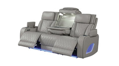 Fortuner Modern Style Upholstery Recliner 2PC Livingroom Set Made with Wood & Massage Function Included-Gray (NJ Inventory)