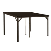 10x12FT Lean to Gazebo, Outdoor Hardtop Wall Mounted Gazebo with Sloping Galvanized Steel Roof, Upgraded Heavy Duty Mounted Shelter with Drainage System for Deck, Porch, Backyard,Brown