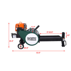 Double Flywheel Electric Log Splitter 7-Ton Compact Horizontal Gas Log Splitter with Auto Return 20in,portable 63cc engine firewood splitting forestry harvesting