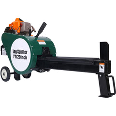 Double Flywheel Electric Log Splitter 7-Ton Compact Horizontal Gas Log Splitter with Auto Return 20in,portable 63cc engine firewood splitting forestry harvesting