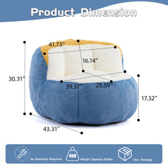 Oversized Bean Bag Chairs,Multicolor Faux Fur Couch Filled with Shredded Sponge,Large Lounger Sofa For Living Room,No Assembly Required , Blue+White+Yellow