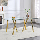 71-Inch Tempered Glass Dining Table with Sturdy Metal Legs