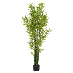 72" Artificial Bamboo with Black Plastic Pot, Set of 2
