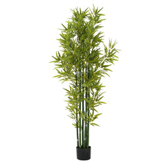 72" Artificial Bamboo with Black Plastic Pot, Set of 2
