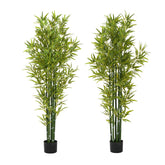 72" Artificial Bamboo with Black Plastic Pot, Set of 2