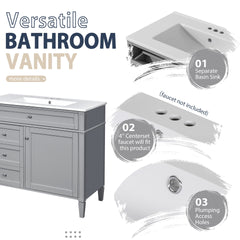 36'' Bathroom Vanity with Medicine Cabinet, Modern Bathroom Storage Cabinet with 2 Soft Closing Doors and 4 Drawers, Single Sink Bathroom Vanity
