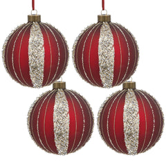 D4.7" Christmas Ball Ornaments, Glass Decorative Hanging Ball Christmas Tree Ornaments for Holiday Party Decorations, Set of 4