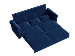 Chesterfield Sofa,93.7" King Pull Out Sofa Bed, 3-in-1 Velvet Convertible Sleeper Sofa with Nailhead Trim & Rolled Arm,Multi-Functional Sofa Bed for Living Room,Bedroom,Apartment,Office, Office, Blue