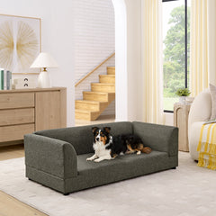 Comfortable Oversized Pet Sofa for Medium/Large Dogs - Modern Rectangular Design with Backrest, Armrests & Soft Cushion -Dark Gray(56.5"*26"*17")