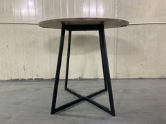 31.5 Inch Round Dining Table, Small Circle Kitchen Table with Metal Black Legs for 2-4 people,Modern Dining Room Table, Brown (only table)