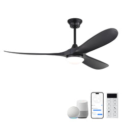 60 Inch Smart Ceiling Fan with Lights 2 Downrods, 3 ABS Fan Blades, Reversible Quiet Dc Motor For Indoor Bedroom Farmhouse