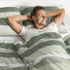 3-Piece King/Cal King Stripe Textured Print Comforter Set,Sage