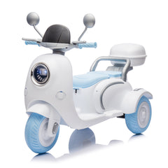 12V Two motors Kids Ride On Level Up Two-seater Electric Motorcycle,Three-wheel Toy w/Music,Bluetooth,USB,Backseat flip adult seat,Portable Storage Hooks&Oversized Trunk,LED Headlight For Kids 3-6.