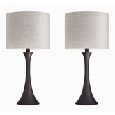Lenuxe 24" Contemporary Metal Table Lamp in Oil Rubbed Bronze with Natural Linen Shade from Grandview Gallery by LumiSource - Set of 2