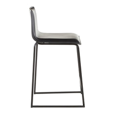 Mara 26" Contemporary Counter Stool in Black Metal and Black Faux Leather by LumiSource - Set of 2