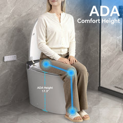Elongated Smart Toilet with Bidet,Smart Toilet with ADA Comfort Height Heated Seat,MAP 1000g Powerful Flush,Warm Water/Dryer,Night Light,Dual-Flush 1/1.28GPF for Bathrooms.
