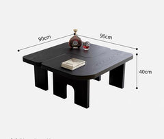 Modern Black Wooden Nesting Coffee Table Set, 70.86" Extendable Splicing Center Table for Living Room, Space - Saving Accent Furniture with Smooth Surface
