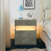 LED Nightstands 3 Drawer Dresser for Bedroom End Table with Acrylic Board LED Bedside Tables (Gray)