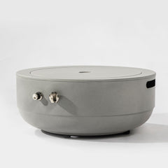 24" Propane Gas Fire Pit Bowl, 50000 BTU Round Steel Fire Pit for Outside Patio Deck Garden Backyard- Grey