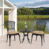 Bistro Set 3 Piece Rustproof Cast Aluminum Patio Furniture Sets 2 Chairs and 1 Round Table Outdoor, Garden, Patio,
Balcony, with cushion black