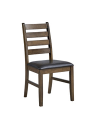 Damica Brown Synthetic Leather & Walnut Side Chair (Set of 2)