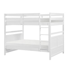 Bunk Bed Full Over Full White Finish Sturdy Wood Frame Guard Rails Youth Bedroom Furniture 1pc