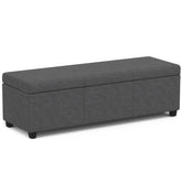 Avalon 54 inch Wide Extra Large Storage Ottoman Bench in Slate Grey Polyester Linen Fabric