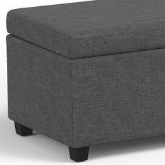 Avalon 54 inch Wide Extra Large Storage Ottoman Bench in Slate Grey Polyester Linen Fabric