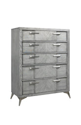 5 Drawer Chest in Gray Book Matched Veneers