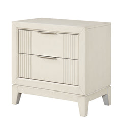 Transitional Style 1pc Nightstand French And English Dovetail Drawers Chrome Handles Fluted Design Antique White Finish Bedroom Furniture
