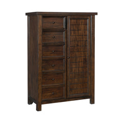 Classic Transitional Wardrobe Chest of 8x Drawers Storage Shelves Brown Finish Bedroom Furniture 1pc, No Assembly